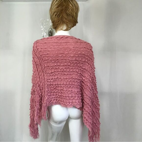 Anthropologie Anama Boat Neck Drapey Knitted Poncho Sweater Pullover Pink OS - Picture 4 of 8
